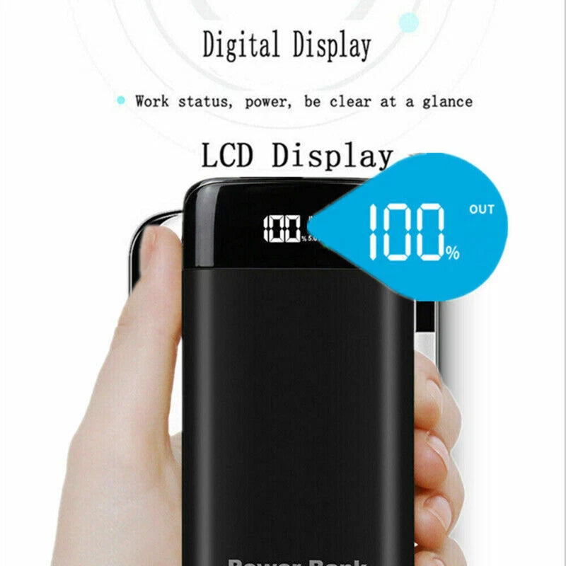9000000mAh Portable Power Bank 2 USB Charger Battery Pack For Mobile Phone Black