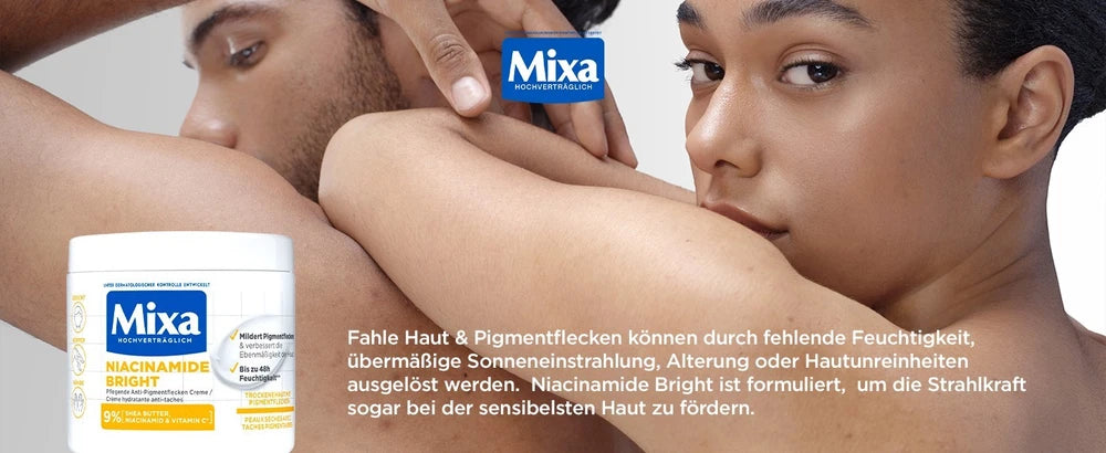 Mixa Brightening Face/Body Cream, Niacinamide, Anti-Pigment, Reduces dark spots