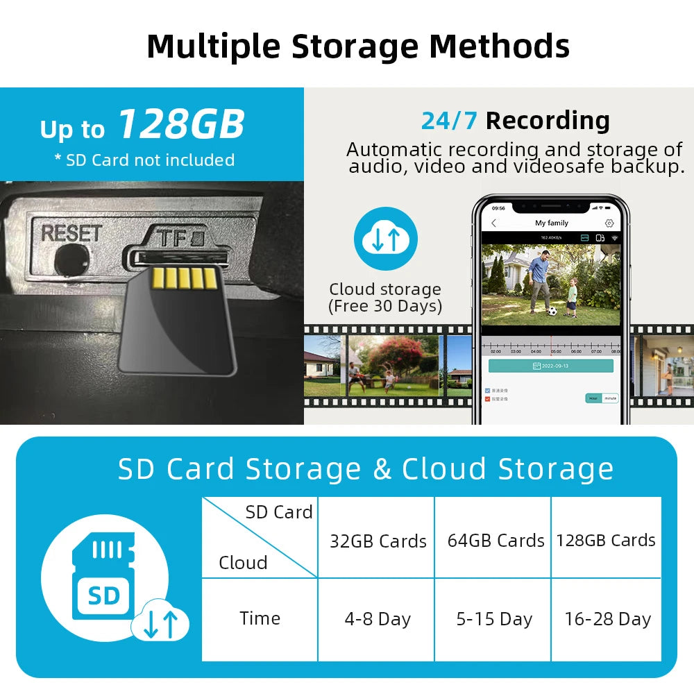 8MP 4K Wireless IP Camera WIFI Outdoor CCTV PTZ Smart Home Security IR Cam IP66