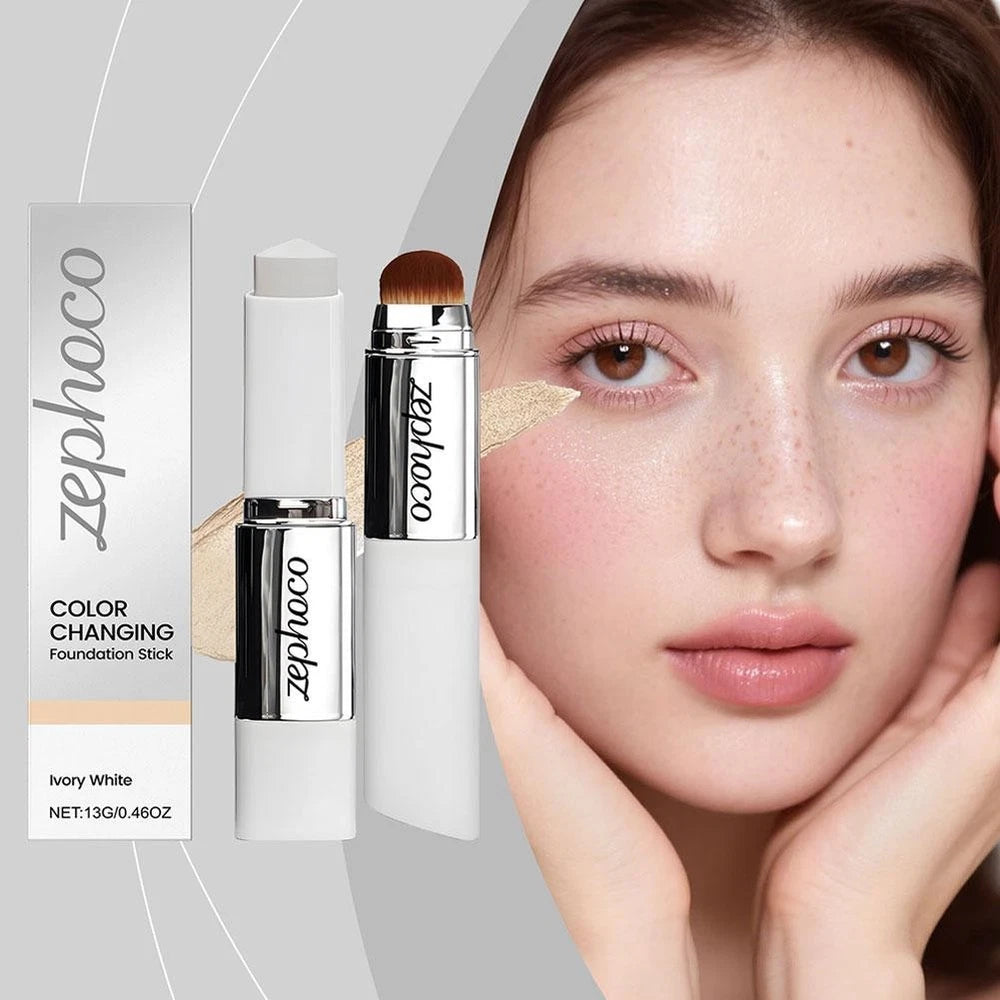 2-in-1 White Foundation Stick Colour Changing Concealer Stick with Brushes UK
