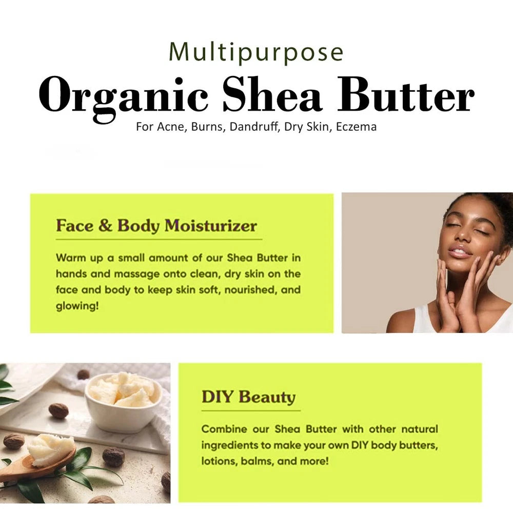 ORGANIC SHEA BUTTER, 100% Food Grade Organic Unrefined Raw & Pure 500g, 200g 1KG