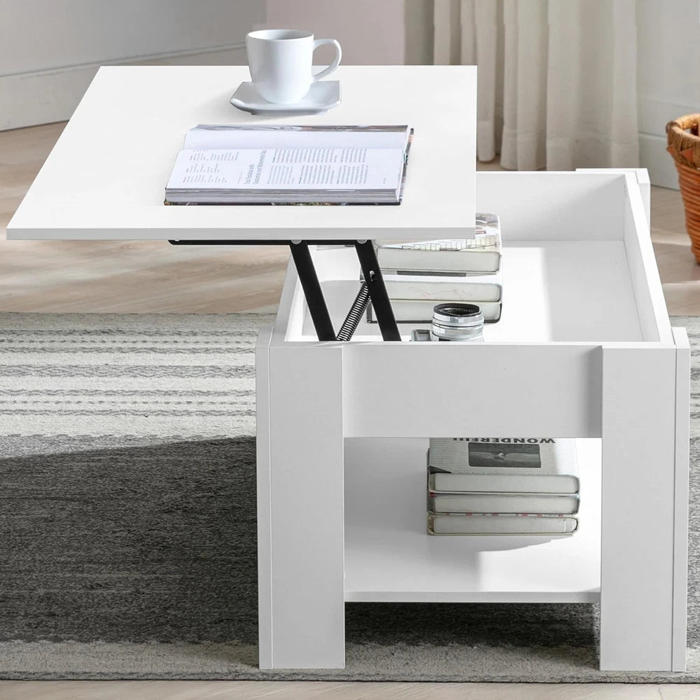 Coffee Table With Storage Lift Top Up Drawer Shelf Wooden Living Room Furniture