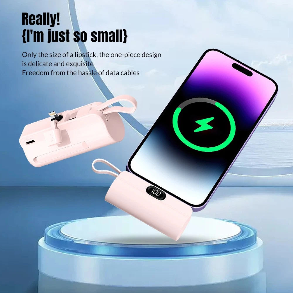 8000mah Mini Power Bank Portable Dual Connector For USB C & iPhone Fast Charger