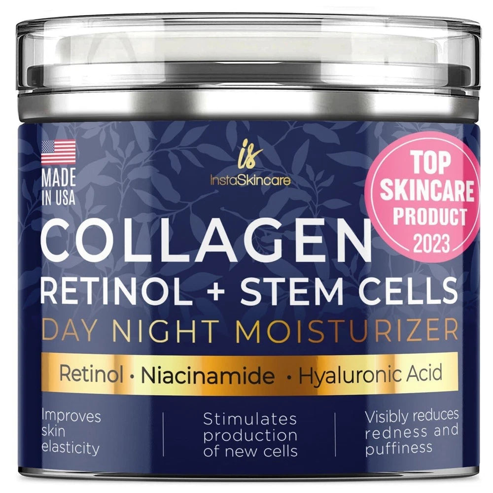 Collagen Cream for Face with Airless Pump Anti-Aging Botanical Stem Cells 1.7oz
