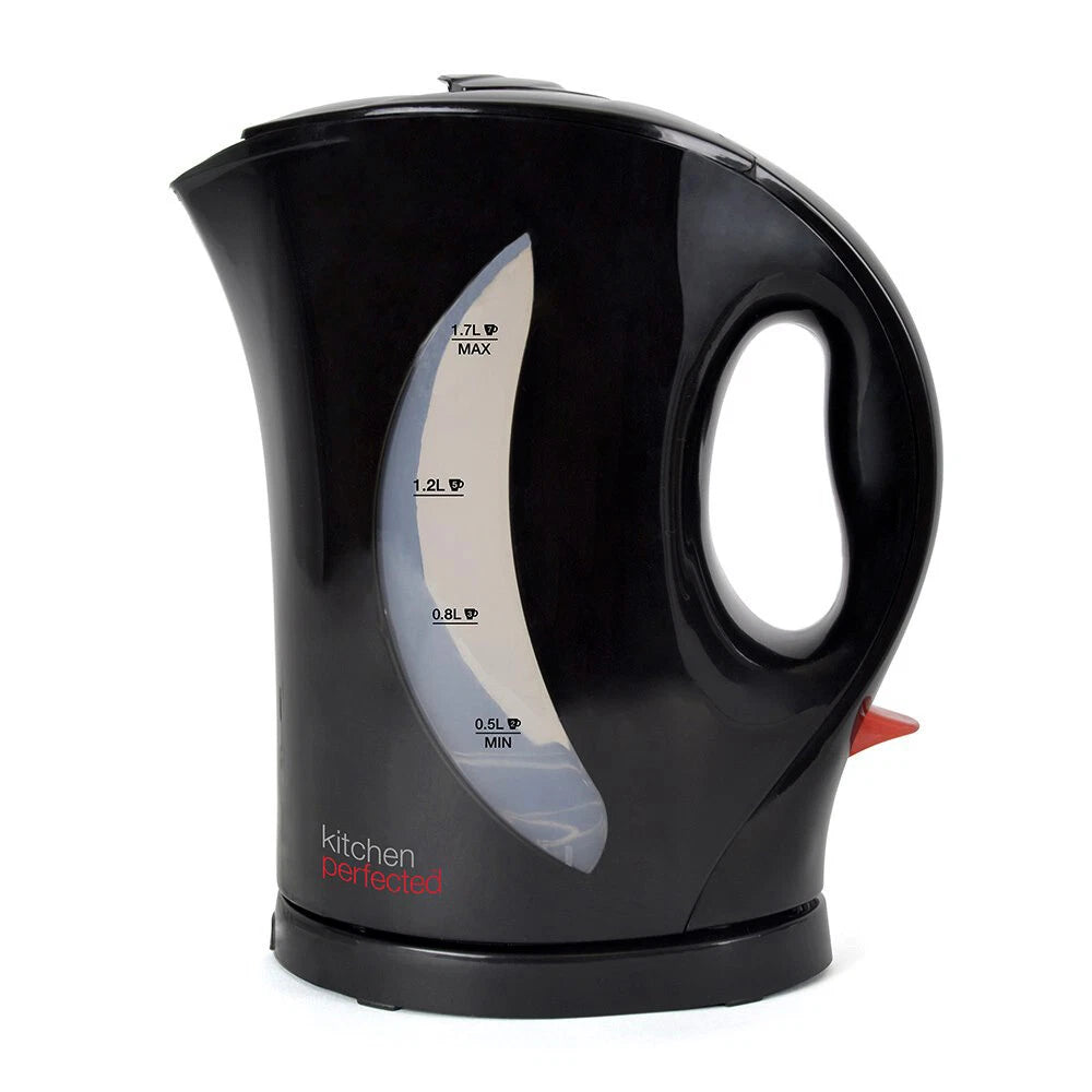 Black 1.7 Litre 2200w Cordless Fast Boil Electric Jug Kettle Washable Filter