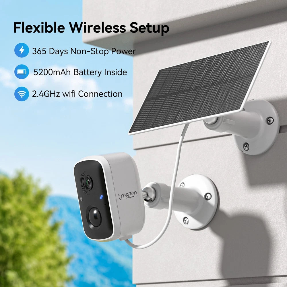 TMEZON Outdoor Security Camera Colour Night Vision Home WiFi Battery CCTV System
