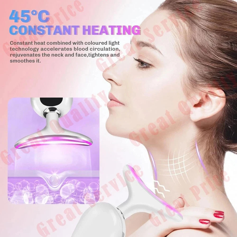 7 Colours Neck Face Lifting Massager skin Tighten Device LED Anti Wrinkle Beauty