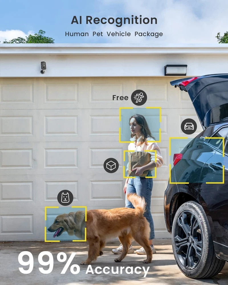 Outdoor Wireless Security Camera Home 2K WiFi Battery CCTV System SD Card