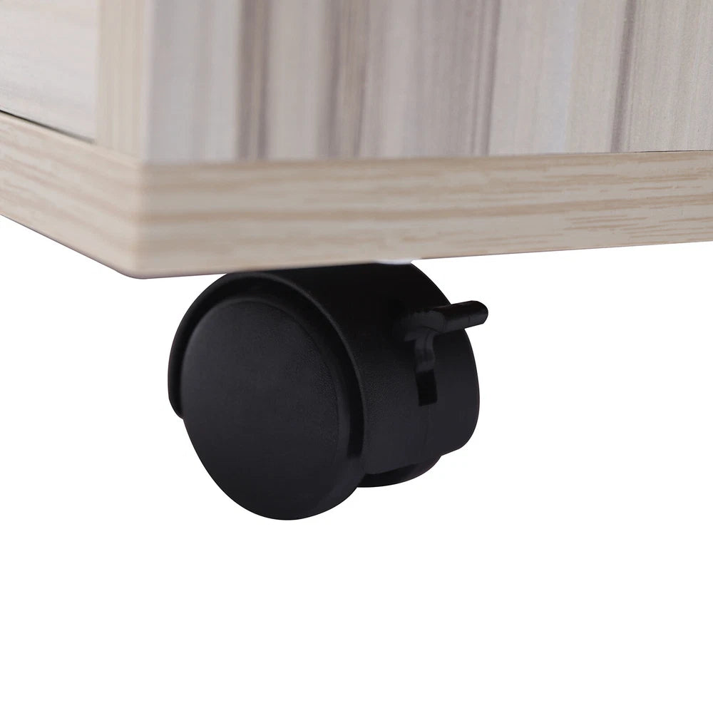 Laptop Desk Bedside Table with Lift Up Top - Modern Nightstand 2 Drawers w/Wheel