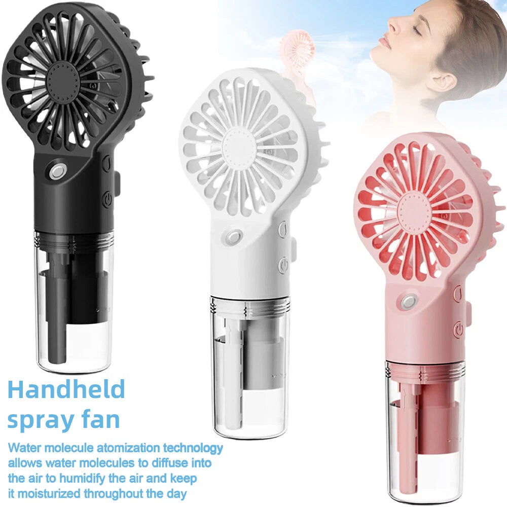 Portable Humidifier Fan Mini Handheld Cooling Mist Cooler Water Spray Travel NEW