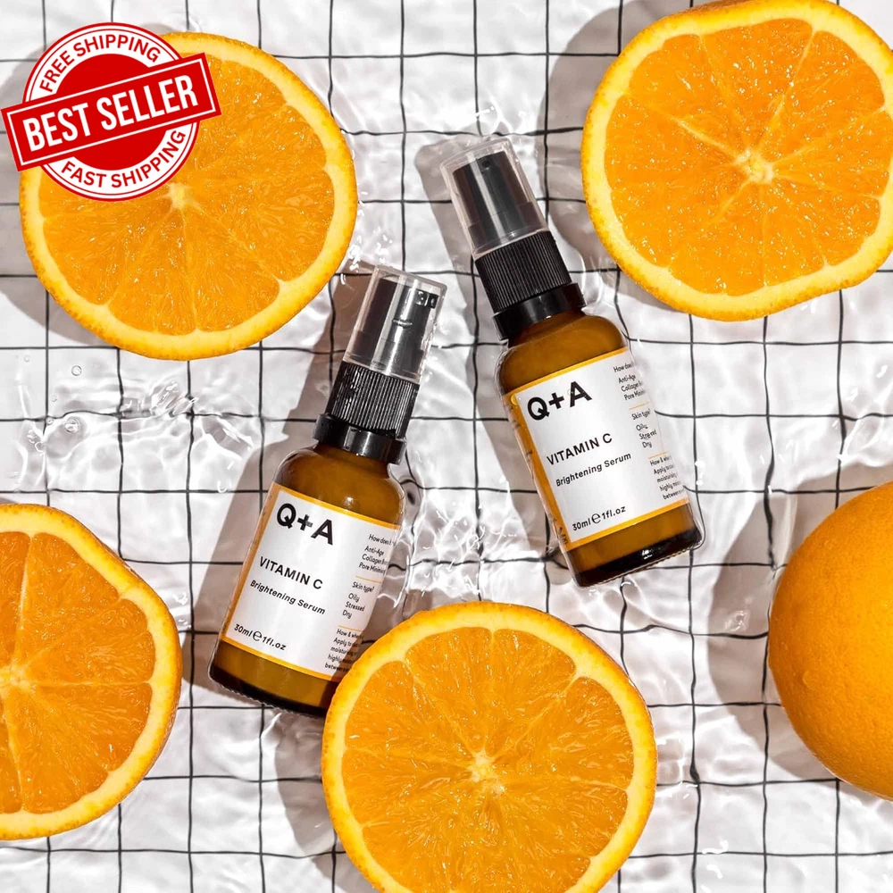 Vitamin C Brightening Face Serum Q+A Anti Ageing Hydrating Hyaluronic Acid 30ml