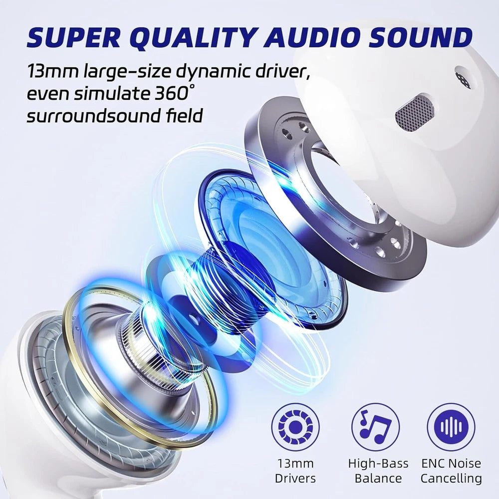 TWS Wireless Earbuds Touchscreen Bluetooth 5.4 Earphones For iPhone & Android