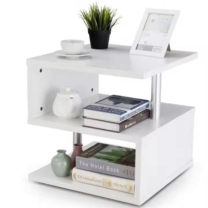 Small Side Table With Storage LED High Gloss Sofa End Coffee Table Living Room