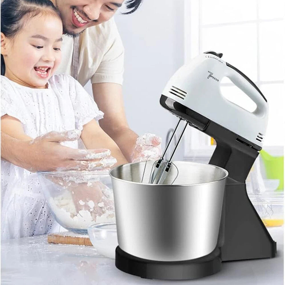 7 Speed + Cake Electric Stand Mixer Food Multi Mixing Bowl Blender Beater Dough