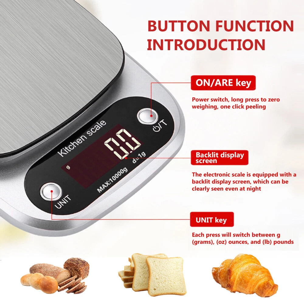 10KG Kitchen Scales Digital Electronic LCD Cooking Baking Food Weighing Scale