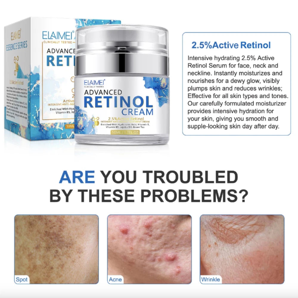 Face Cream Retinol Hyaluronic Acid Vitamin C Anti Aging Wrinkles Blemishes