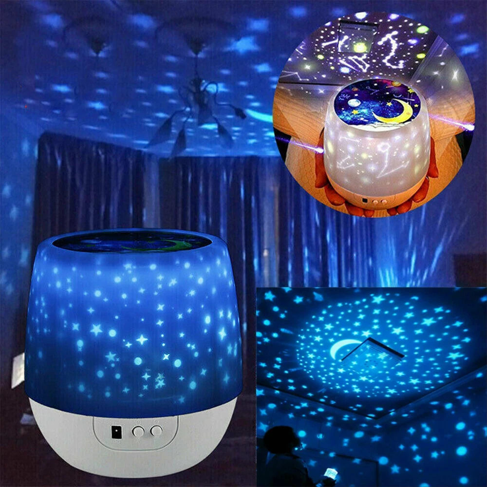 Rotating LED Night Light Bedroom Ceiling Star Sky Moon Lamp LED Star Projector