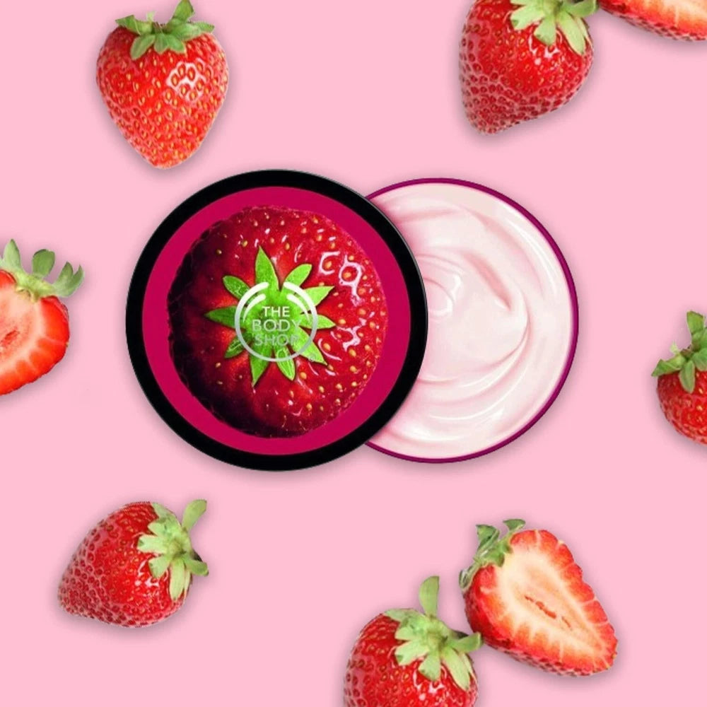 The Body Shop Body Butter British Rose, Moringa, Strawberry, Satsuma 50ml all 4