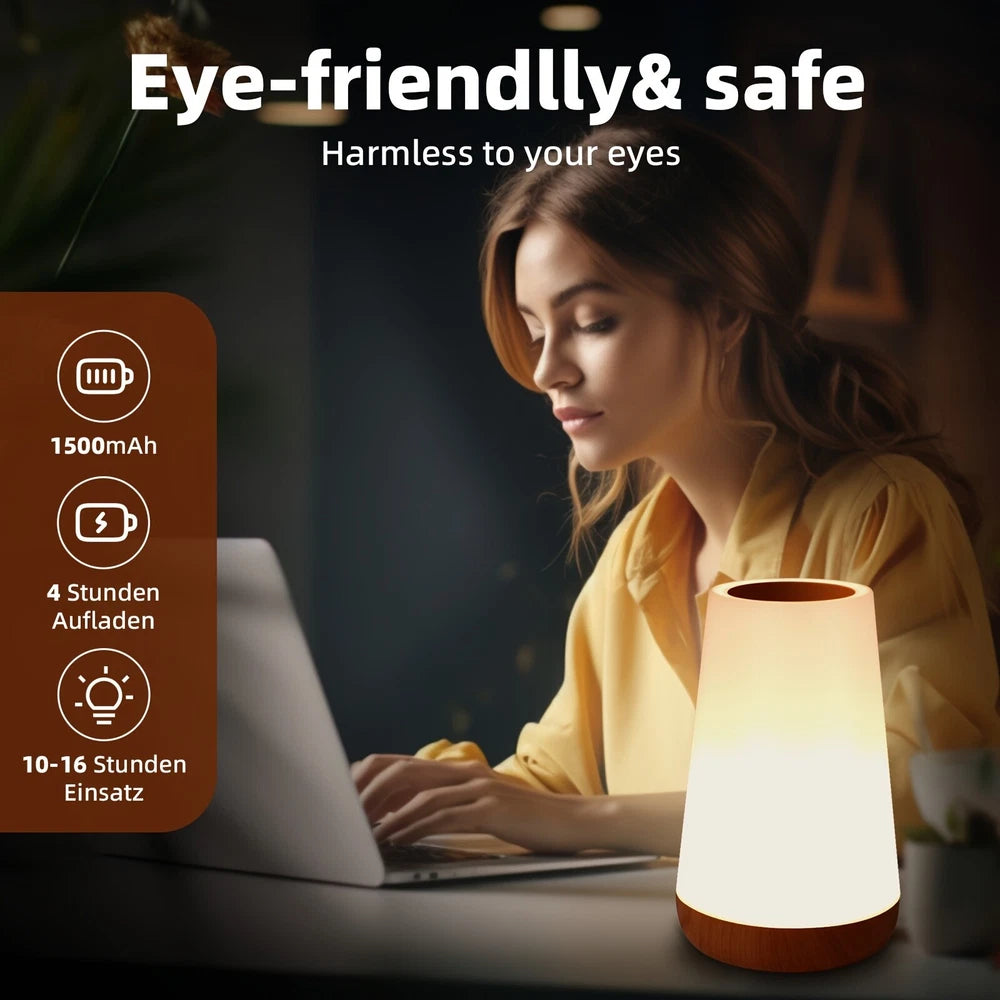 Desk Bedside Rechargeable Sensor Light Dimmable Lamp Night Table LED Touch USB