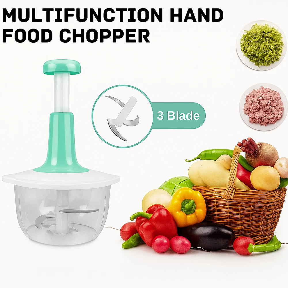 Manual Food Processor Hand Chopper Vegetable Cutter Garlic Onion Dicer UK