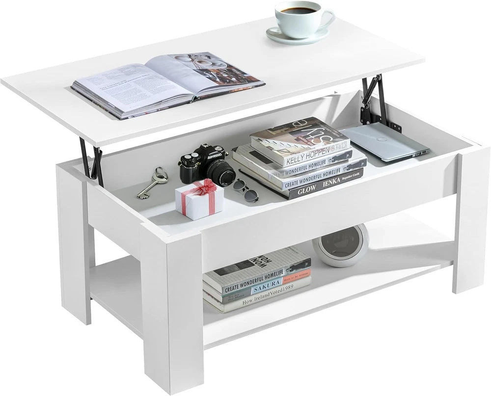 Coffee Table With Storage Lift Top Up Drawer Shelf Wooden Living Room Furniture