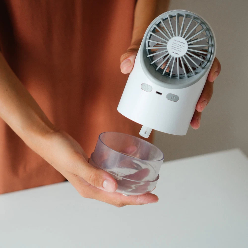 Portable Rechargeable Fan with Humidifier - Stay Cool and Comfortable Anywhere