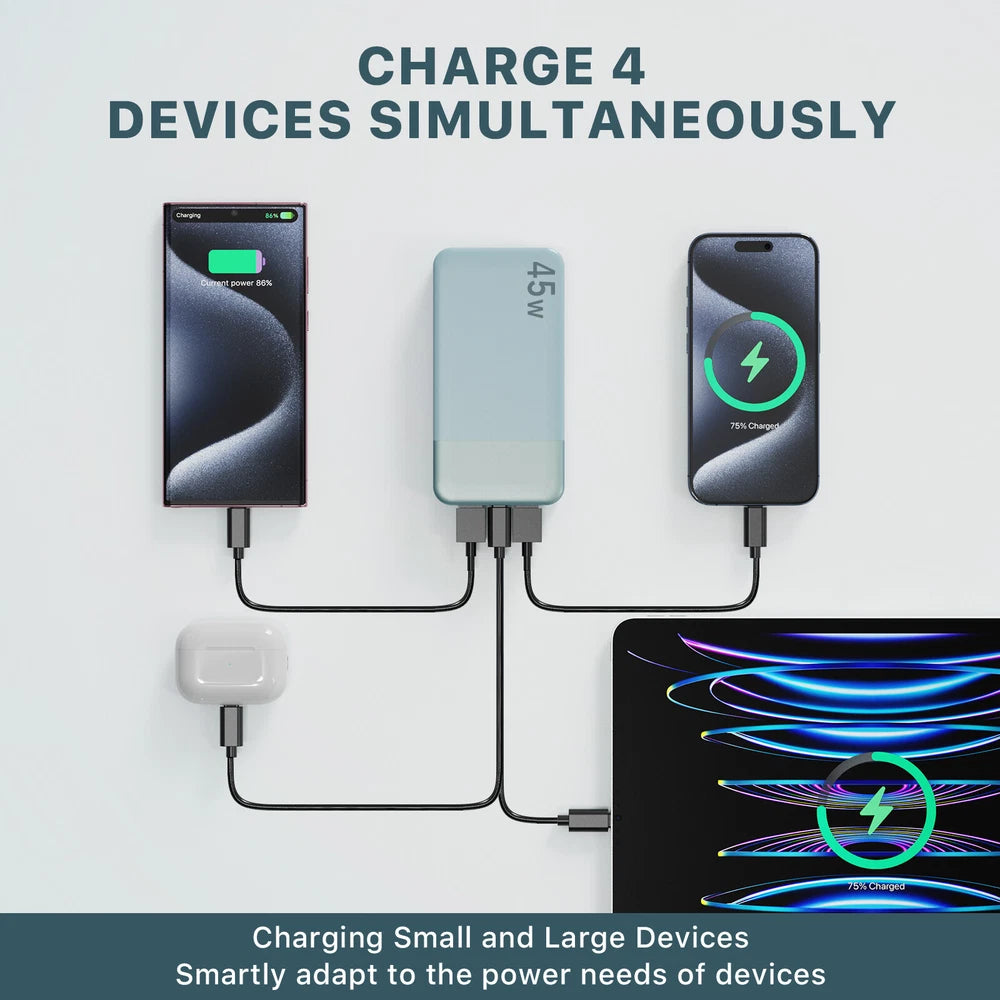 Power Bank 20000mAh 45W USB Fast Charger External Battery Pack for Laptop Phone