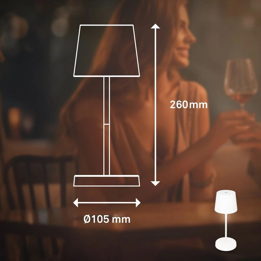 Cordless LED Table Lamp Rechargeable Desk Light IP44 Touch Dimmable White