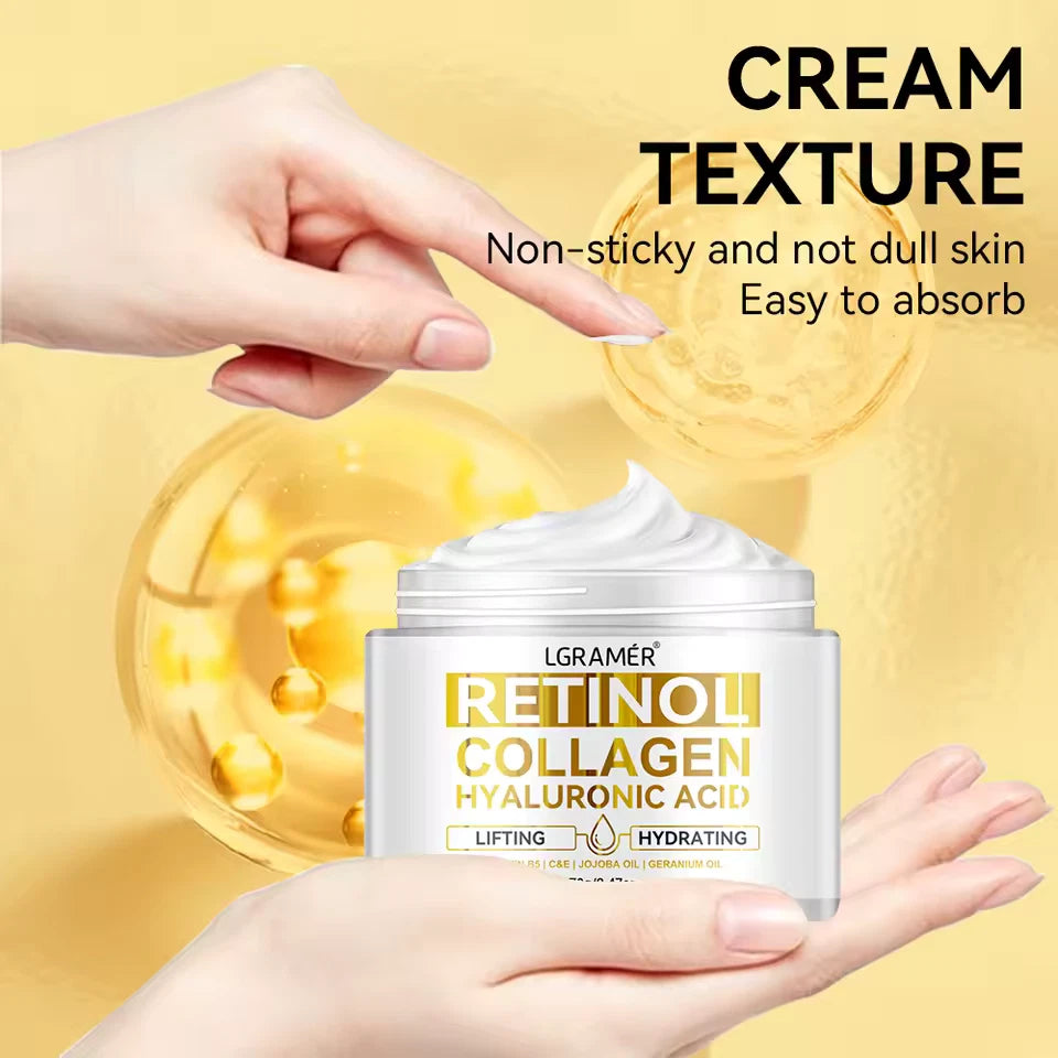Retinol Collagen Hyaluronic Acid Face Cream Anti Ageing Wrinkles Vitamin B-C-E