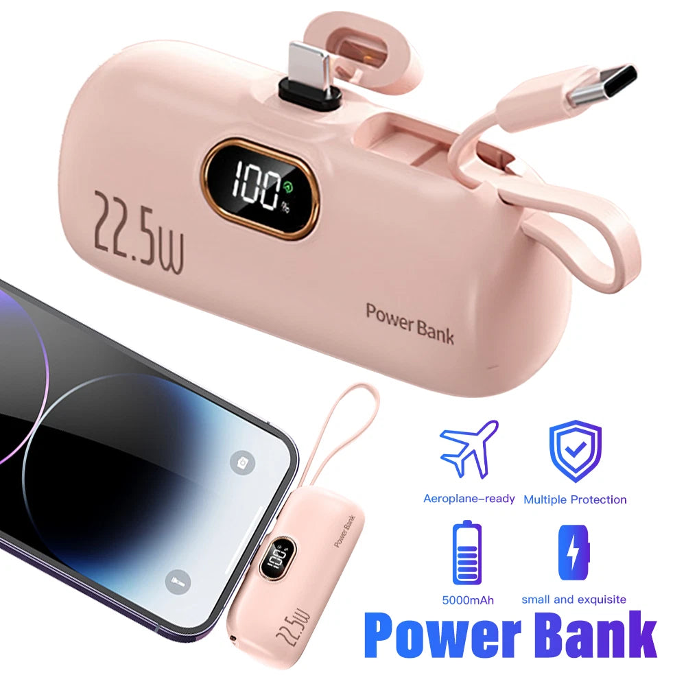 8000mAh Mini Power Bank Portable Fast Charger External Battery For iPhone Type-C