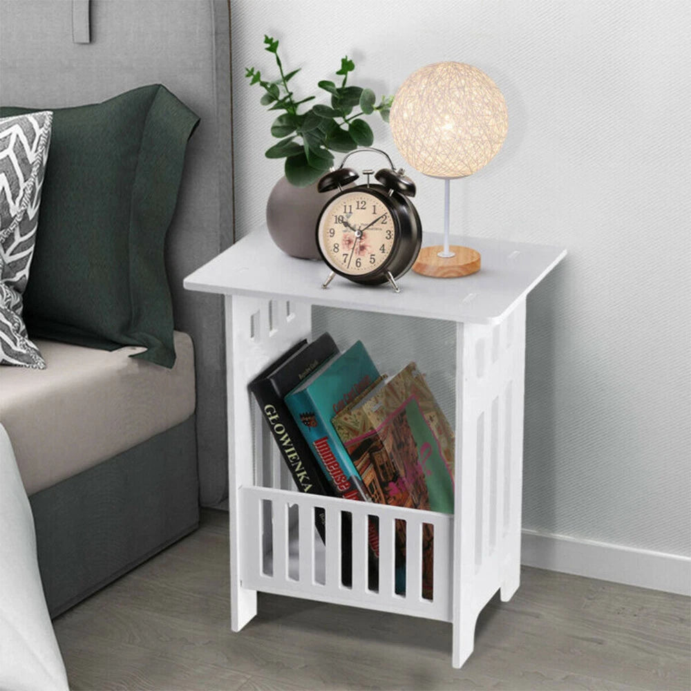 White Small Bedside Table Drawer Cabinet Side End Table Nightstand Storage Shelf