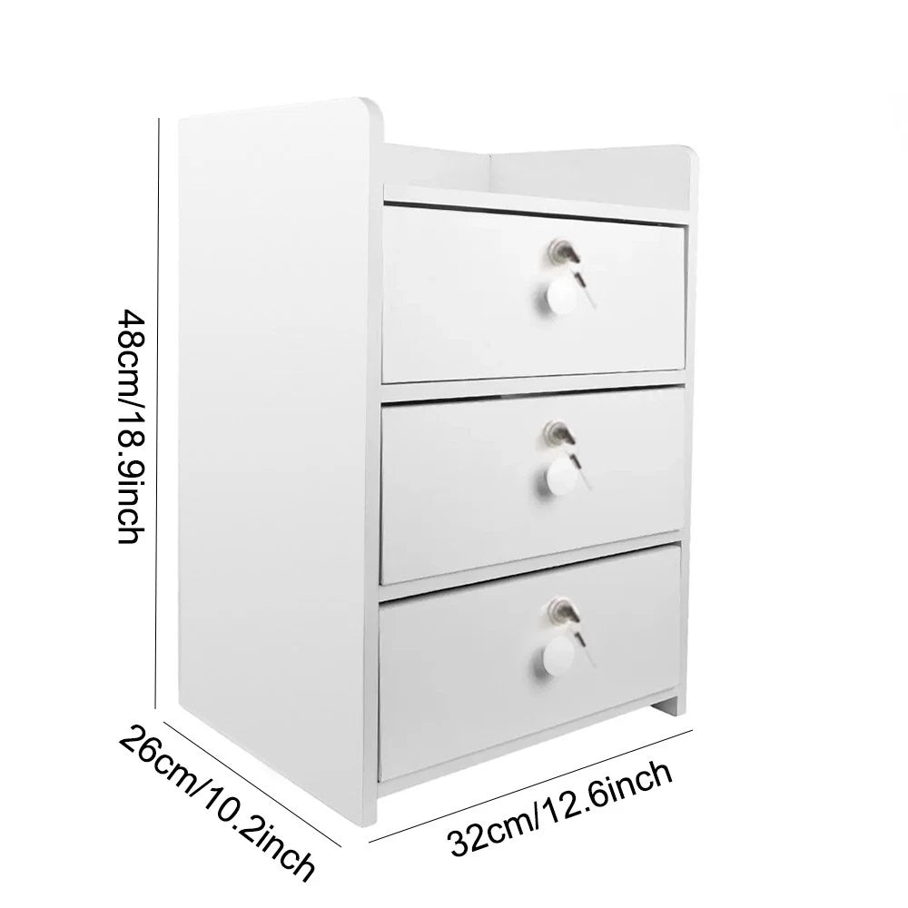 3 Drawer Wooden Bedroom Bedside Cabinet Furniture Storage Nightstand Side Table