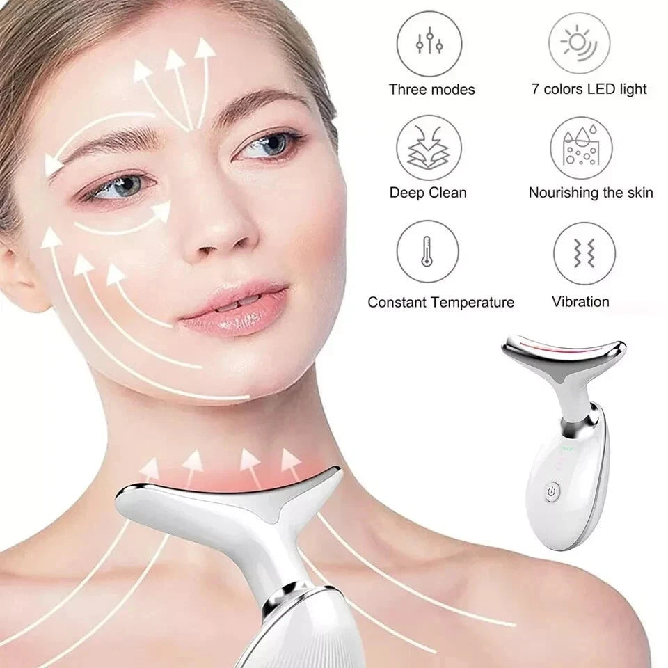 7 Colours Neck Face Lifting Massager Skin Tighten Device LED Anti Beauty Wrinkle