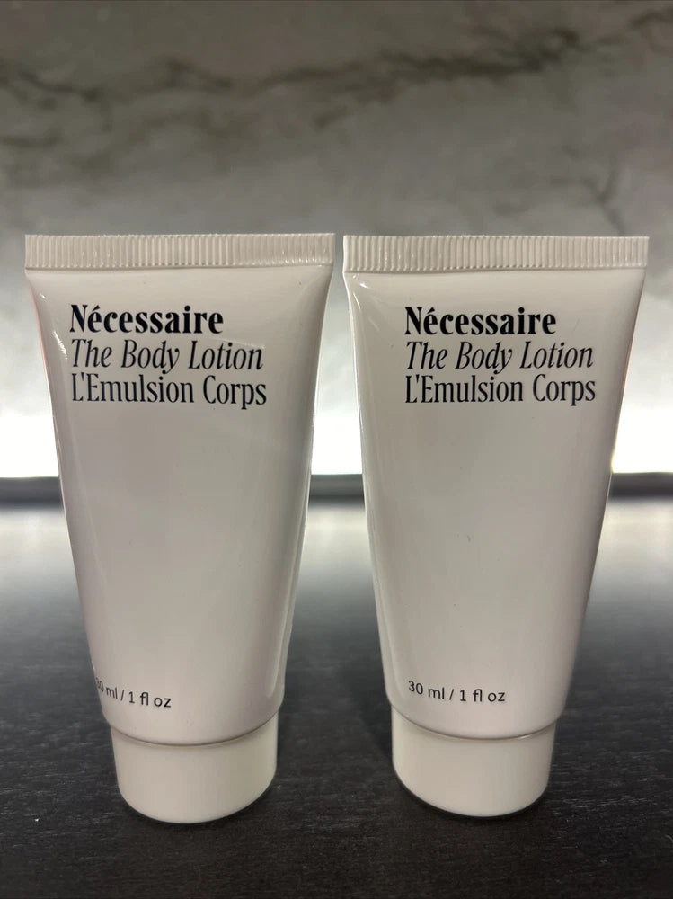 2 x Necessaire The Body Lotion Fragrance Free 30ml / 1 fl oz Travel Size New