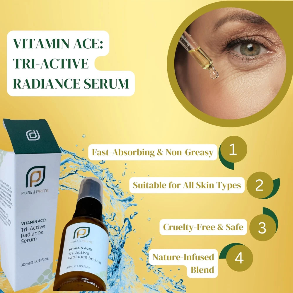 2 X P & P Vitamin A C E, Tri-Active Radiance Serum with hyaluronic acid, 30ml