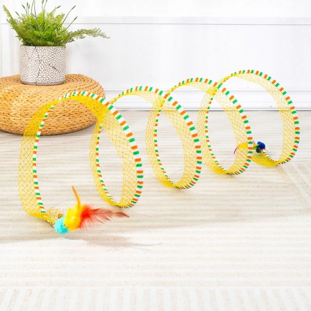 Stretchable Cat Coil Tunnel Toys Foldable Pet Interactive Toy Coil Spiral Toy