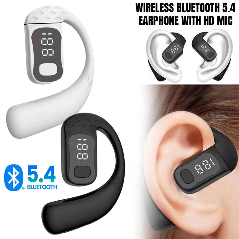 Wireless Bluetooth 5.4 Earphone with HD Mic, Waterproof, Sports Ear Hook, Lon