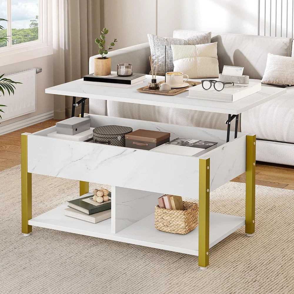 Coffee Table With Storage Lift Top Up Drawer Shelf Wooden Living Room Furniture