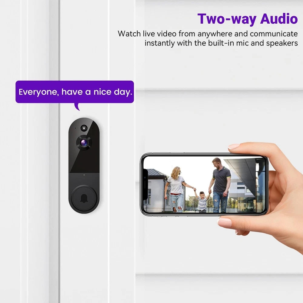 1080P Wireless Video Doorbell Camera with Ring Chime, Smart AI Human Detection