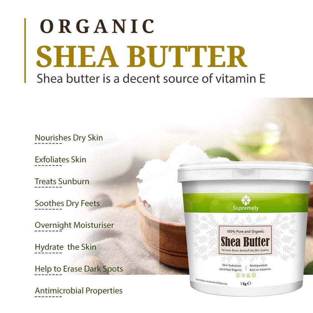 ORGANIC SHEA BUTTER, 100% Food Grade Organic Unrefined Raw & Pure 500g, 200g 1KG
