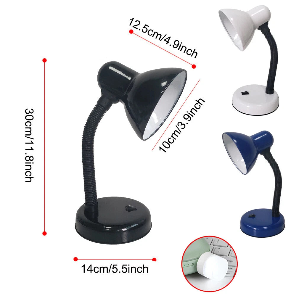 LED Desk Lamp Flexible Neck Table Reading Light With Bulb Home Office Study Work