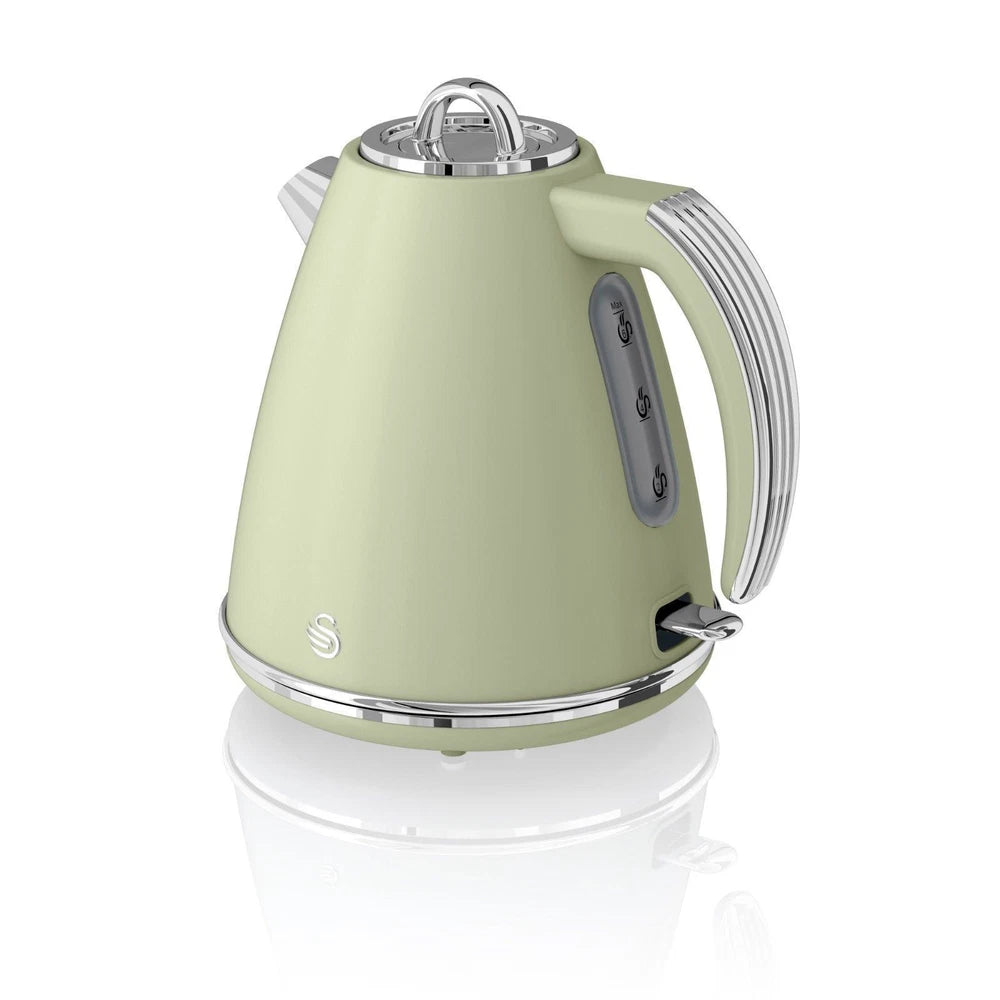 Swan SK19020GN Retro Jug Kettle, Fast Boil, 360 Degree Base, 1.5L, 3KW, Green