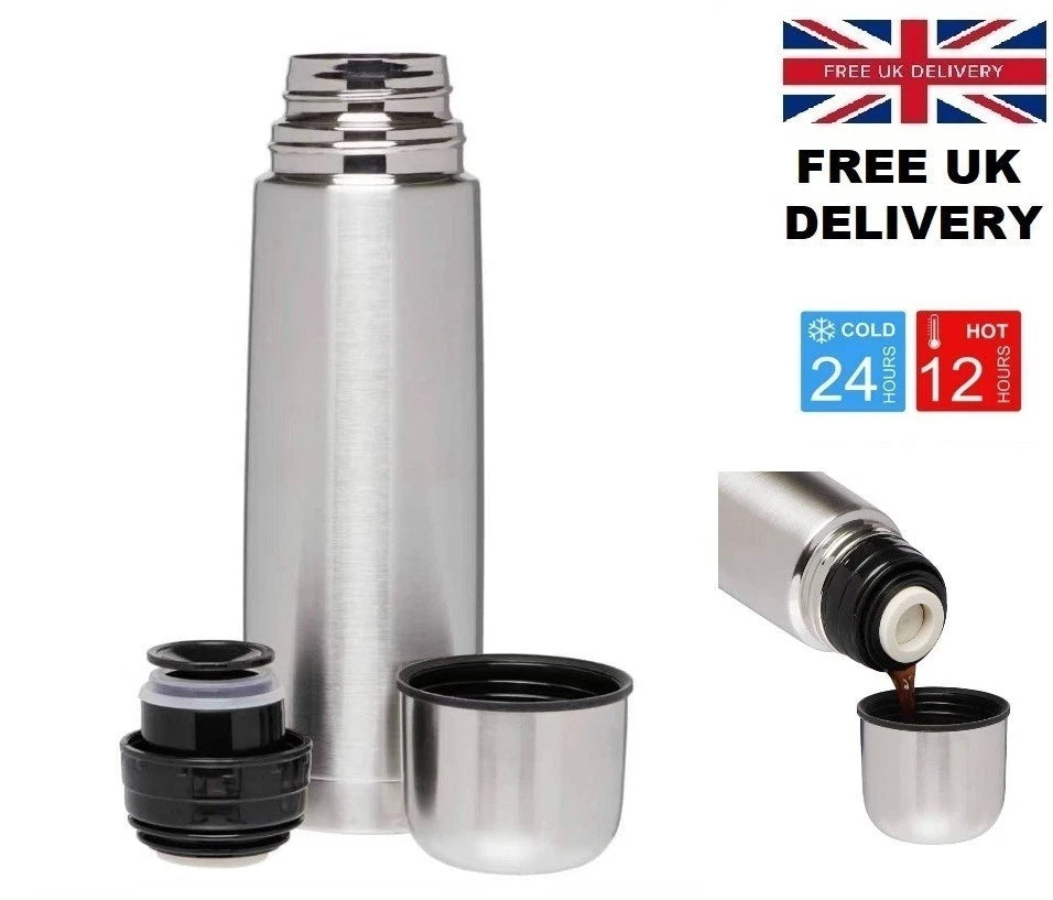 1L Stainless Steel Water Flask Vacuum Insulated Lid Cup Tea Coffee thermos sport