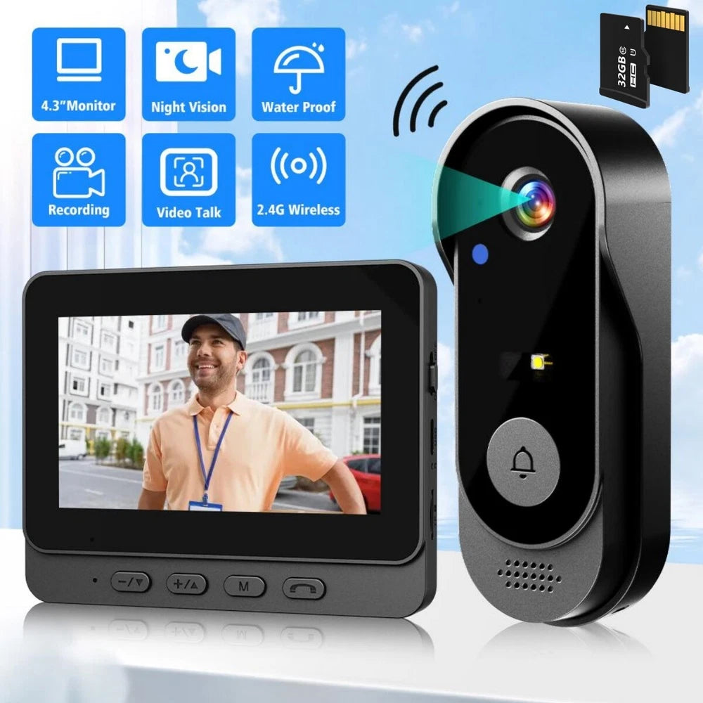 Smart Wireless Video Doorbell Security Streaming Camera Door Bell Intercom HD