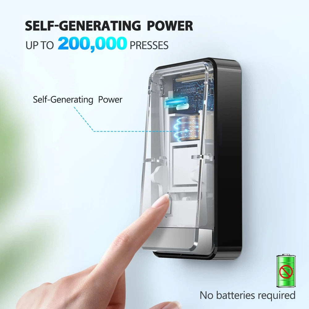 Self-Powered Doorbell, Waterproof Twin Wireless Doorbell No Battery