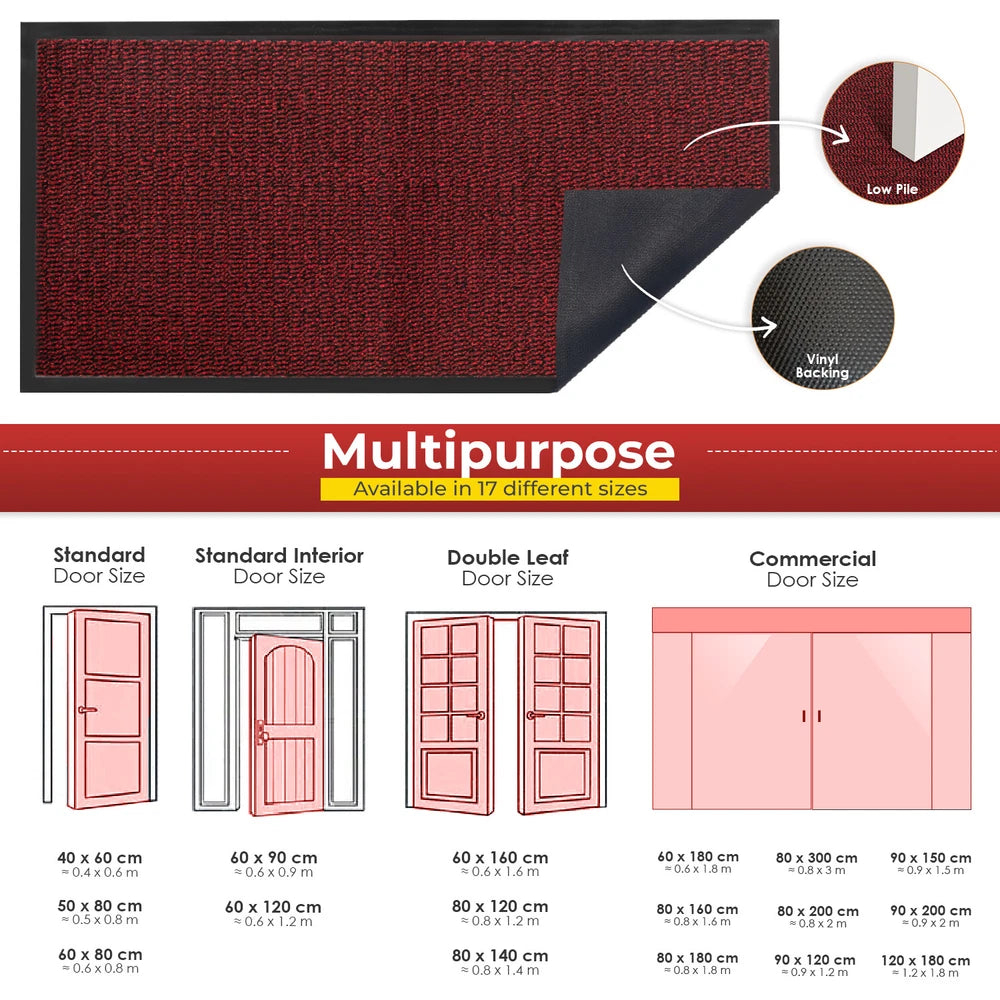 Door Mat Heavy Duty Barrier Rubber Entrance Non-Slip Floor Rugs Kitchen Runner