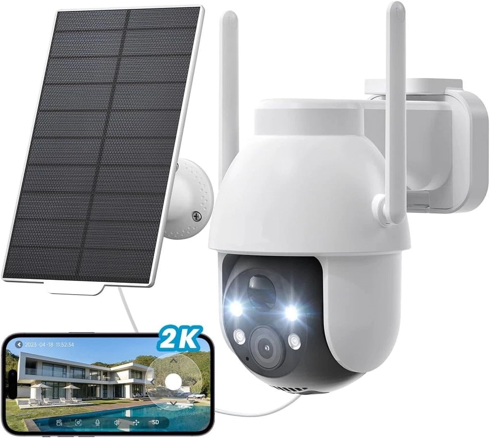 360° Wireless Security Camera PTZ WiFi IP Solar Powered Energy CCTV Outdoor Home