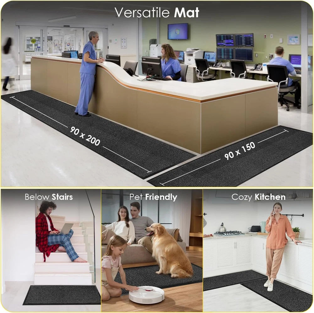 Door Mat Heavy Duty Barrier Rubber Entrance Non-Slip Floor Rugs Kitchen Runner