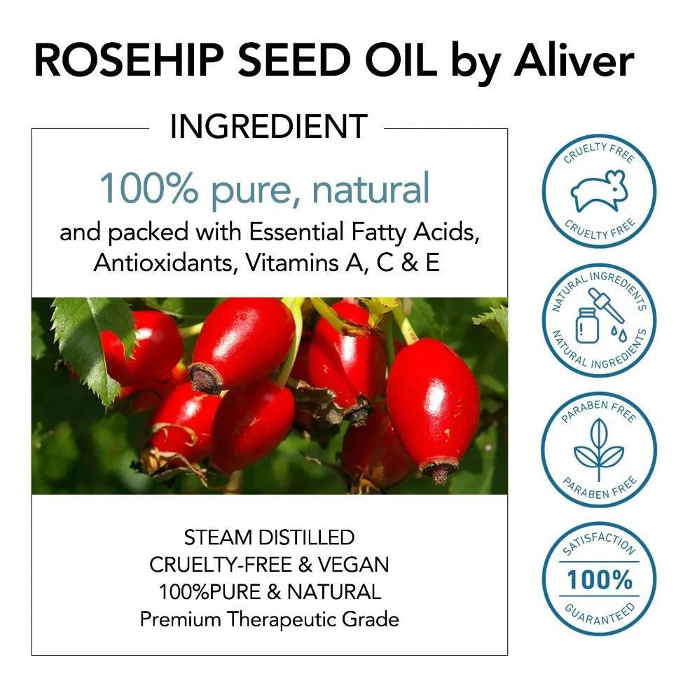 ROSEHIP Oil 100% PURE Natural BEST For Fine Lines Wrinkles Stretch Marks & Hair