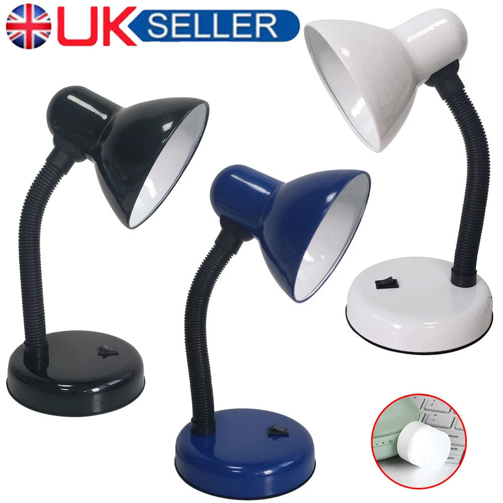 LED Desk Lamp Flexible Neck Table Reading Light With Bulb Home Office Study Work